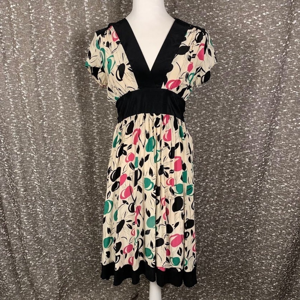Corey Lynn Calter Anthropologie Cherry Print Silk Dress Retro Mod Women's 6